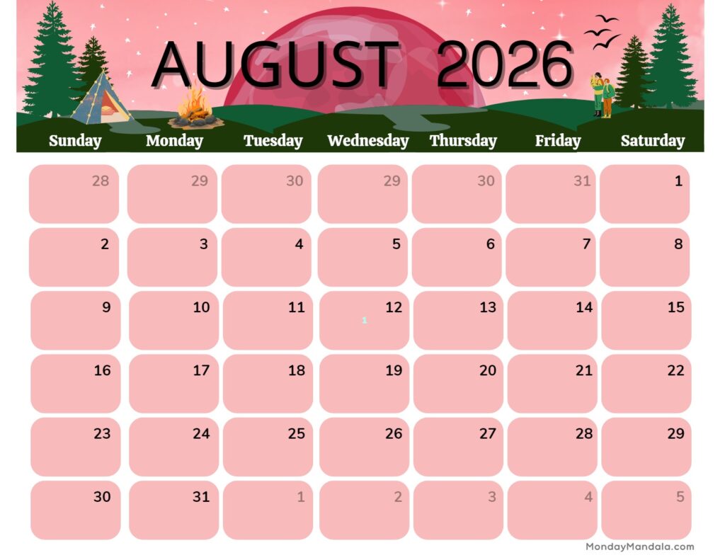 August-2026-Calendar-Printable-Camping-Landscape
