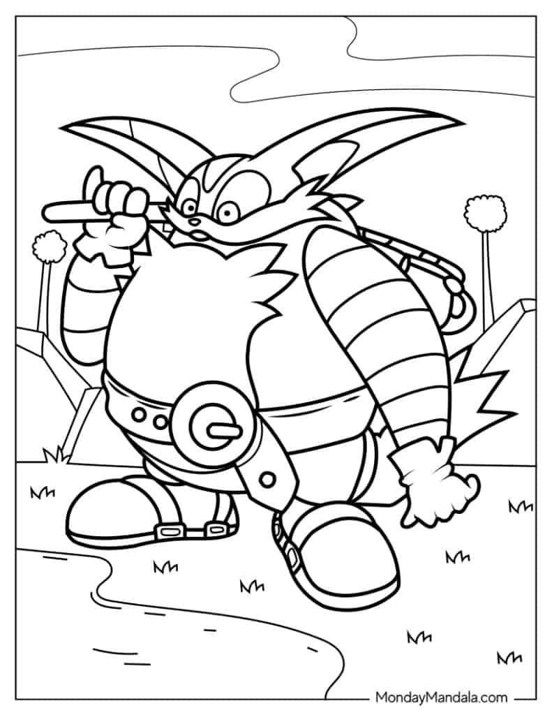 Big the Cat Looking Over Water Coloring In