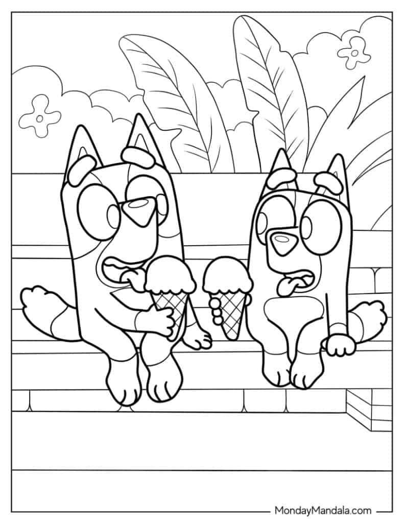 Bluey And Bingo Eating Ice Cream
