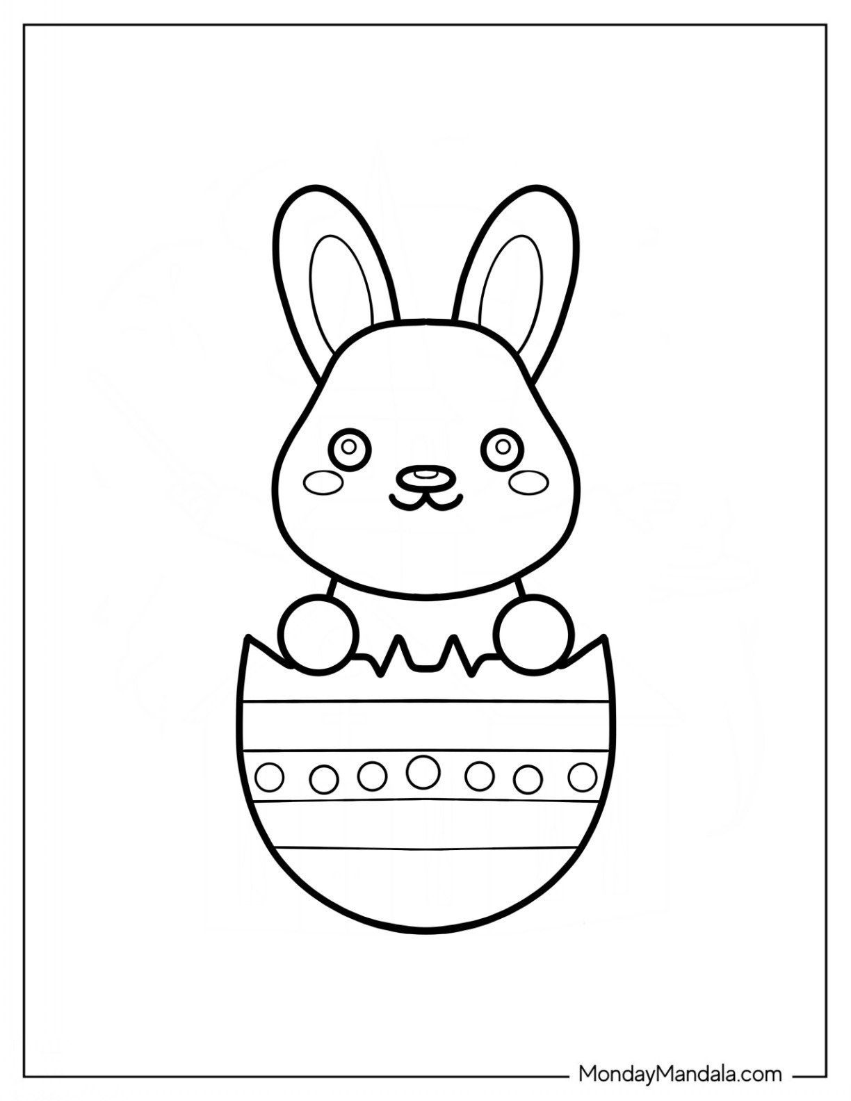 Easter Coloring Page Of Cute Easter Bunny Coming Out Of Egg