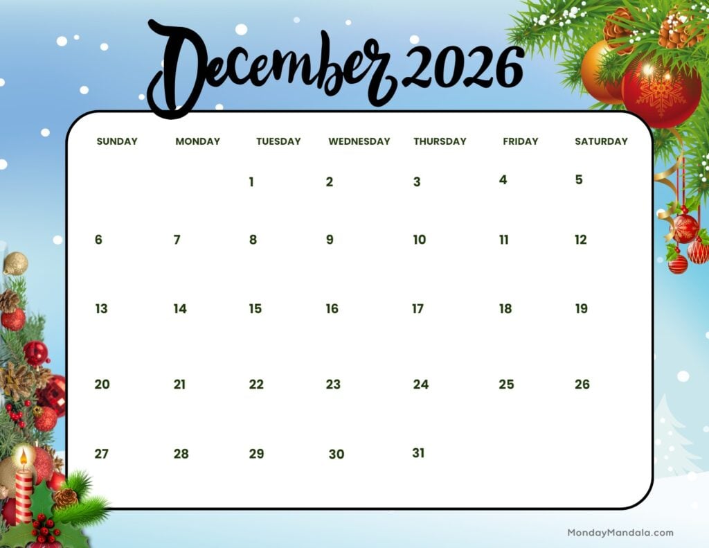 December-2026-Calendar-Printable-Mistletoe-Landscape