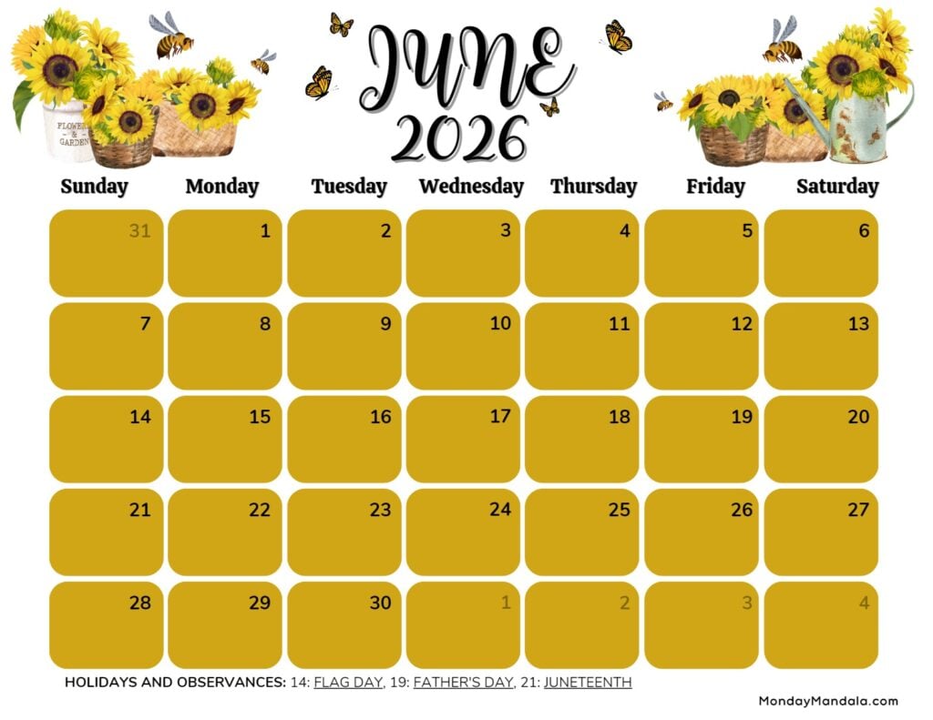 June-2026-Calendar-Printable-Bees-Landscape