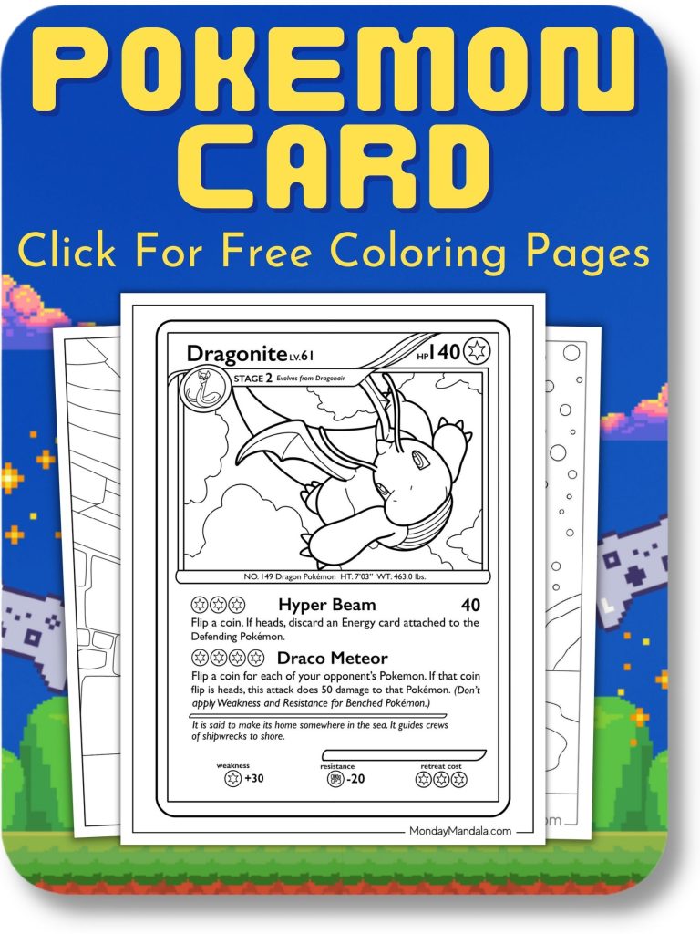 Pokemon Card Coloring Pages For Video Games