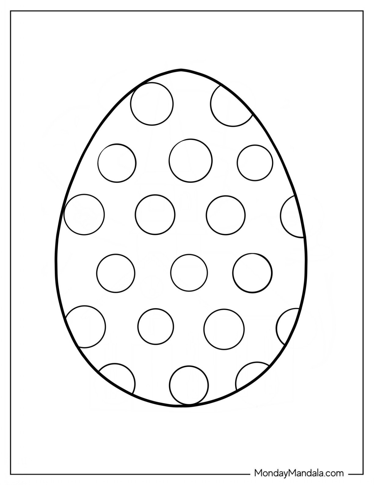 Easter Coloring Page Of  Polka Dot Easter Egg