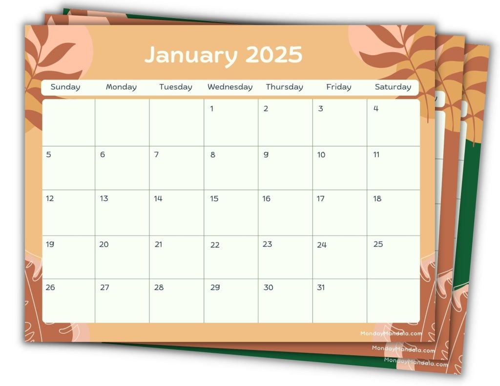 Printable 2025 Calendars Landscape Terracotta