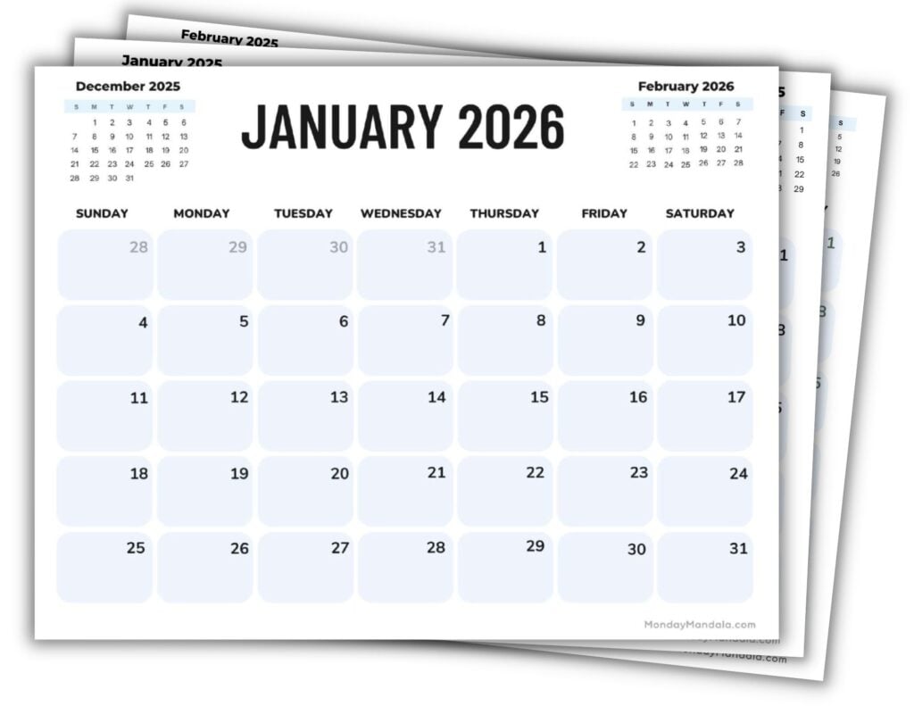 Printable 2026 Calendars Landscape Corporate