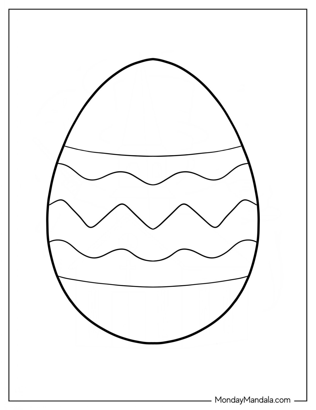 Easter Coloring Page Of  Simple Easter Egg Outline For Kids