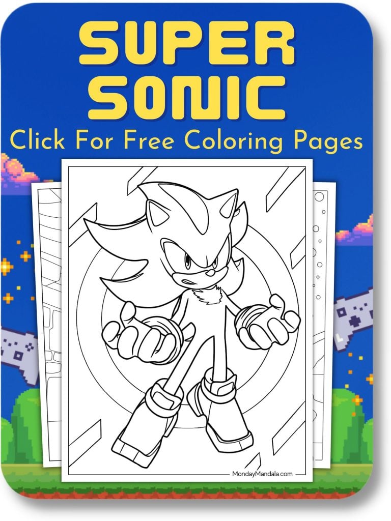 Super Sonic Coloring Pages For Video Game v2