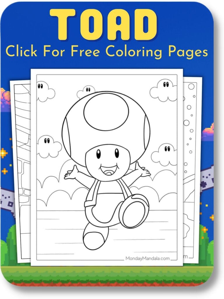 Toad Coloring Pages For Video Game v2